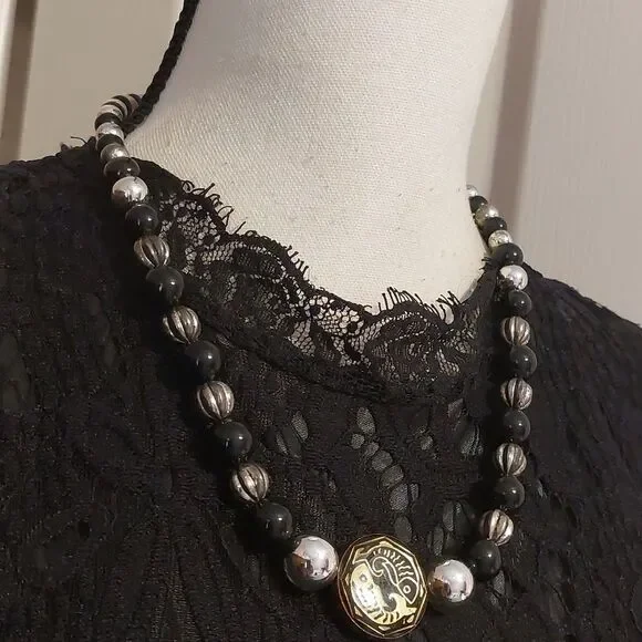 Feng Shui Yin Yang Koi Fish Wealth Charm Beaded Necklace - Picture 3 of 5